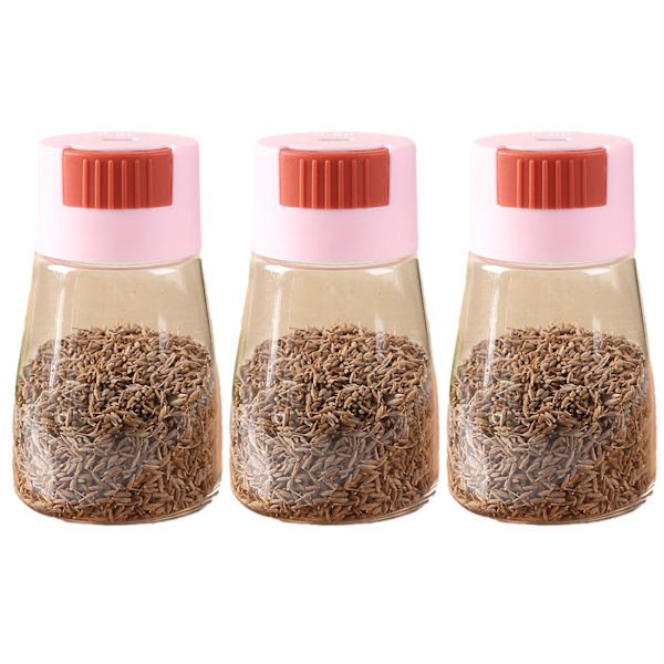 1/3 st Tryckknapp Kvantitativ Saltshaker Fuktsäker kryddflaska För Hem Kök Hotell Pink 3pcs