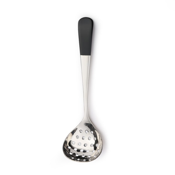 Slev/durkslag i rostfritt stål med slät yta polerad djup serveringsbestick Köksredskap Köksprylar Soup Spoon-black Silver