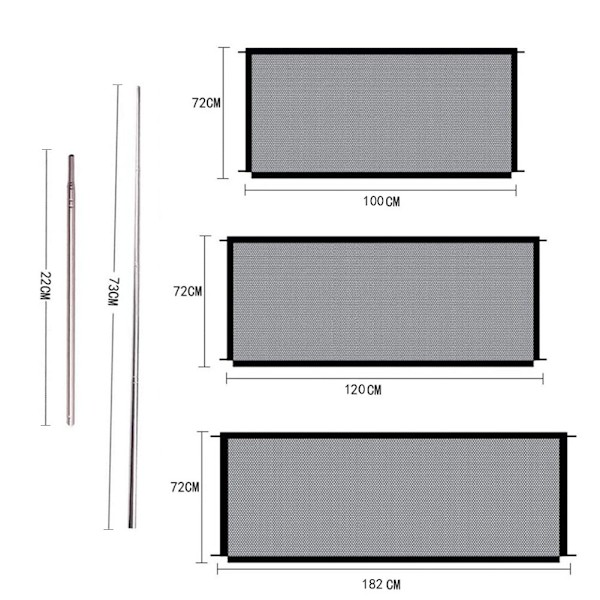 Hushållens Magic Dog Gate justerbar bredd Pet staket trappa skyddsnät White 72*182cm