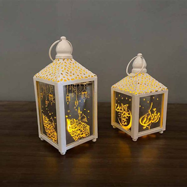 Gyllene/vit Ramadan Lykta Lampa Happy Eid Light Ramadan Inredningslampa Hem Fest Dekoration Prydnader för semester White Large