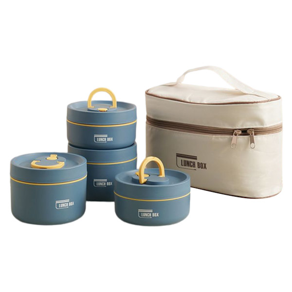 Bärbar isolerad lunchbehållare Set Multi-Layer Combination Picknick Lunch Box Blue 4 Layer