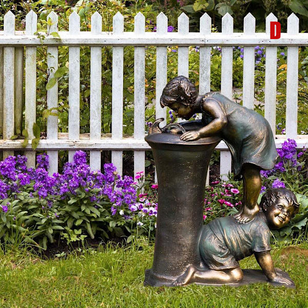 Inomhus/utomhus flicka och pojke staty harts trädgård skulptur gård konst dekoration C