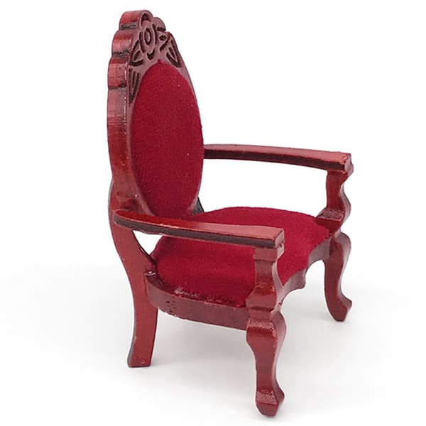 Klassisk Röd Trästol Minidocka Möbelmodell För 1/12 Dollhouse Lekhusleksaker Red