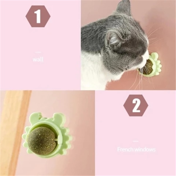 Crab Catnip Ball Leksak Tandrengöringsverktyg Roterbar boll med lock Självhäftande kattleksak Blue