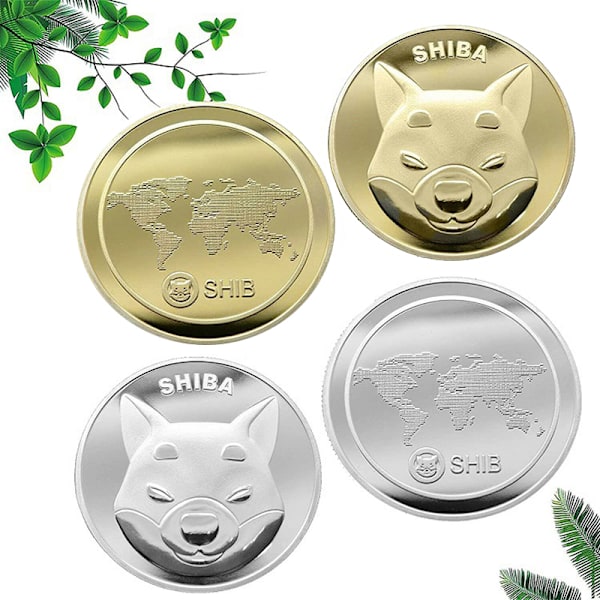 Shib Token Mynt Med Case Metall Shiba Inu Minnesmynt Guld/Silverpläterade Mynt Souvenir För Samlare Gold