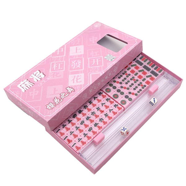Liten bärbar mahjong för fest Fallbeständig brädspelsleksak för sovsal/hushåll Pink