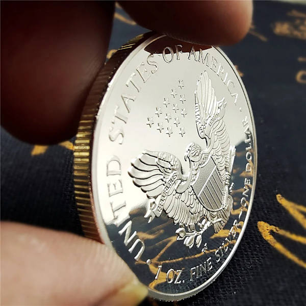 10st första 2021 American Eagle att landa i januari Silverminnesmynt 40 mm i diameter för myntsamling 10PCS 2011 Until 2021