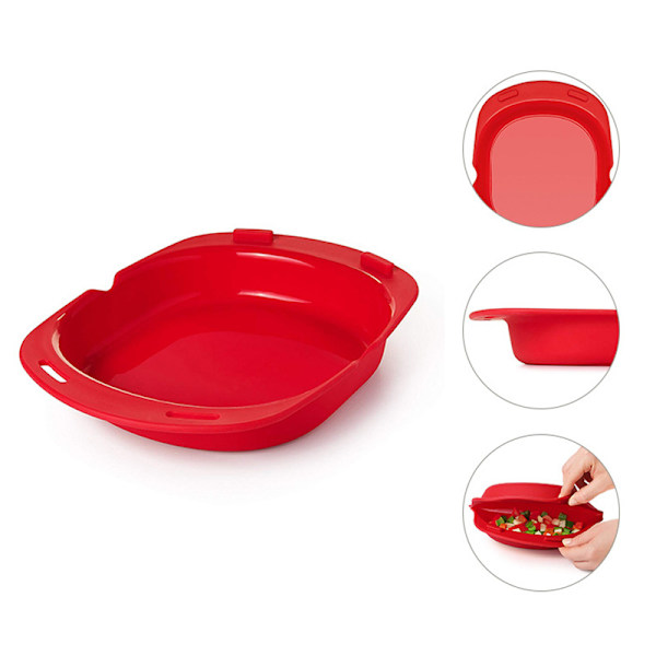 Mikrovågsugn Silikon Omelett Maker Äggrulle Bakplåt Pan Köksmaterial Red