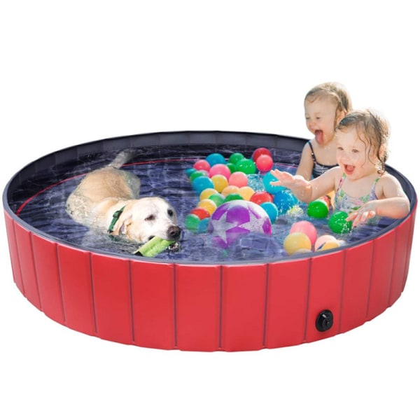 Hopfällbart hundbassäng för sällskapsdjur Hopfällbar pool för hund, sällskapsdjur, badkar PVC barnpool för hundar, katter och barn Red 80*20cm