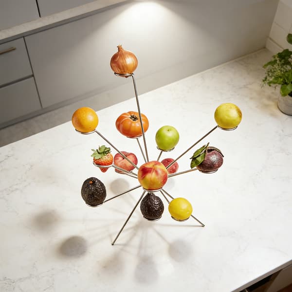 Eksploderende fruktskål kunst flytende fruktholder for bord midtpunkt elegant jerntråd displaystativ for ettermiddagste silvery