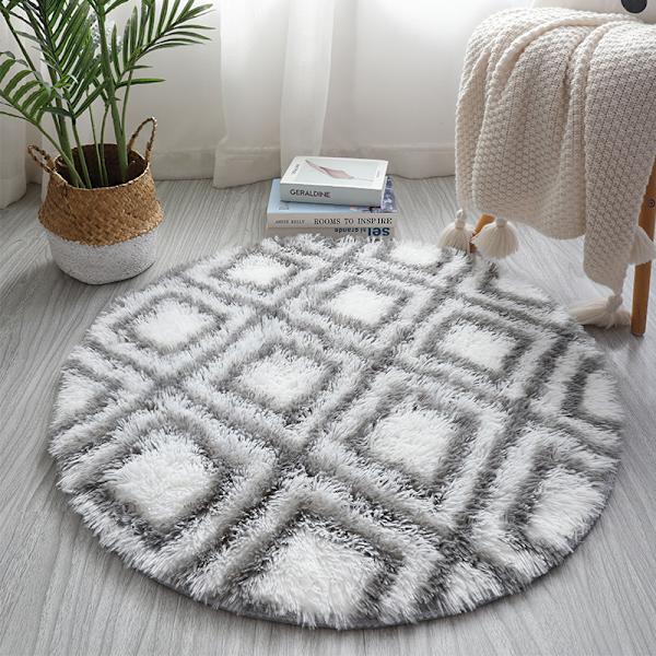 Enkel rund matta Mjuk Bekväm filt Absorberande halkfri matta För Hem Vardagsrum Sovrum Red Circle Lattice Small