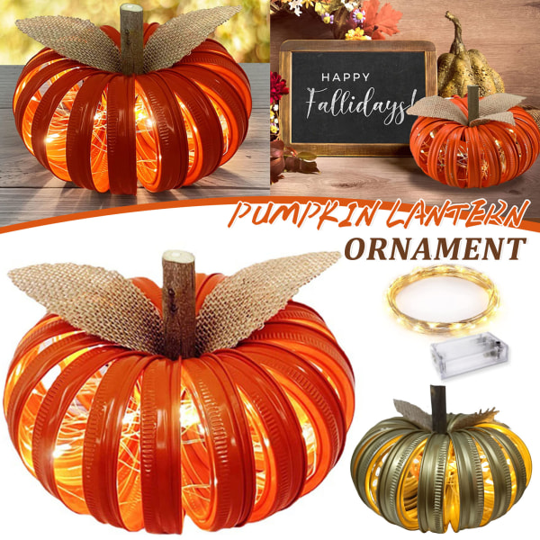 Halloween pumpa ljus kreativ ihålig höst Thanksgiving pumpa dekoration Orange Lamp