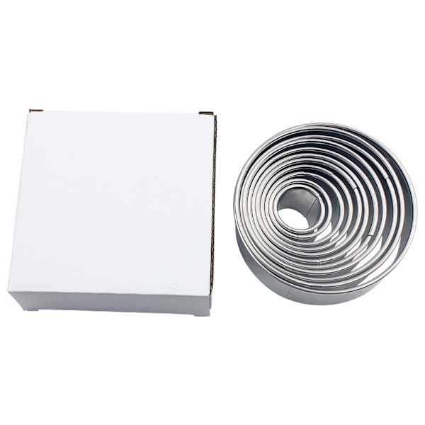 11 st rostfritt stål kakskärare set Mousse kex rund skärring små molds varierar från 0,9-3,6 tum Boxed
