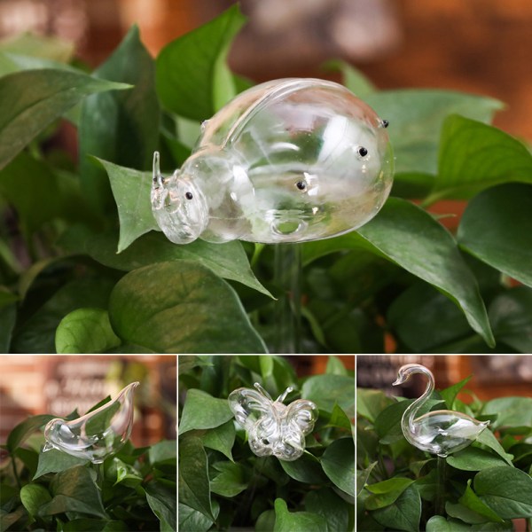 Söt automatisk blombevattningsanordning Glas självbevattningsstakar Växtglasvattenbehållare Automatisk bevattning Vattenklot Butterfly