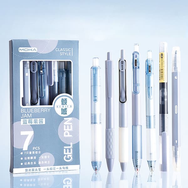 7 st svart gelpenna för studenter 0,5 mm Retractable Gel Pen Multipurpose Smoothing Ink Pen Back To School Present B