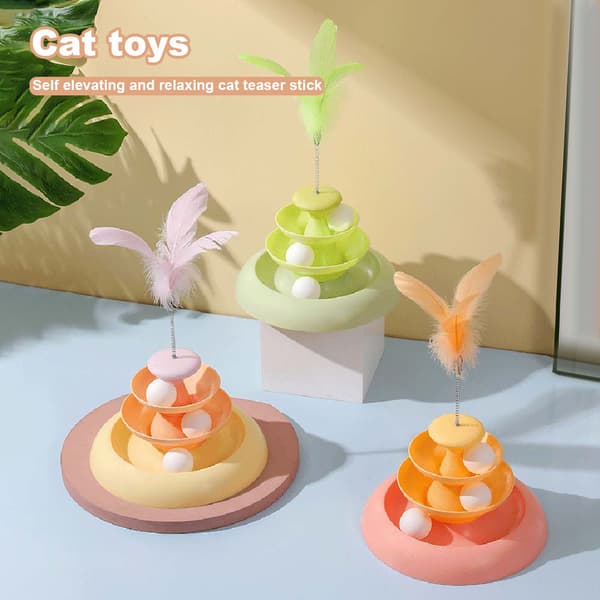 Plast Cat Roller Leksaker Cat Self-entertainment Teasing Roller For House Green