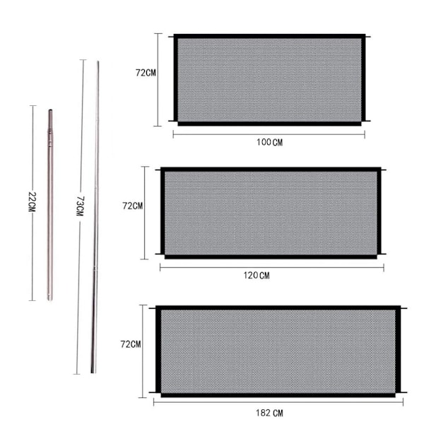 Hushållens Magic Dog Gate justerbar bredd Pet staket trappa skyddsnät White 72*182cm