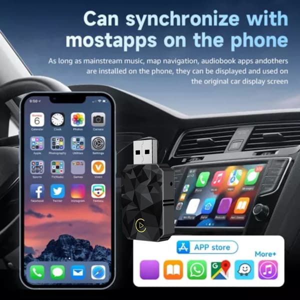 Langaton Carplays-sovitin Android Auto 2 in 1 Älykäs USB-dongle Mini Kompakti Carplays-muunnin Diamond Pattern