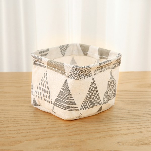 Bomull och linne Skrivbordsförvaringslåda Skrivbordspapper Förvaringskorg Sminkbord Kosmetika och diverse sorteringslåda Grey And White Triangle Mini