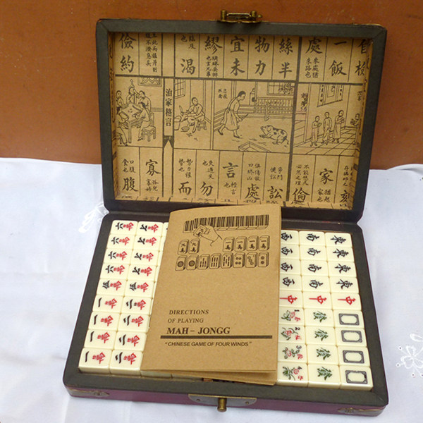 Underhållning Mahjong plattor med handtag case Logiskt tänkande Träningsspel Present till vänner Familj A