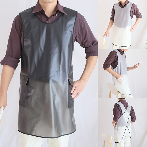Vattentätt Transparent Förkläde Tpu Miljövänlig Köksbakning Djuraffär Spetsfri Overall Black Middle Length