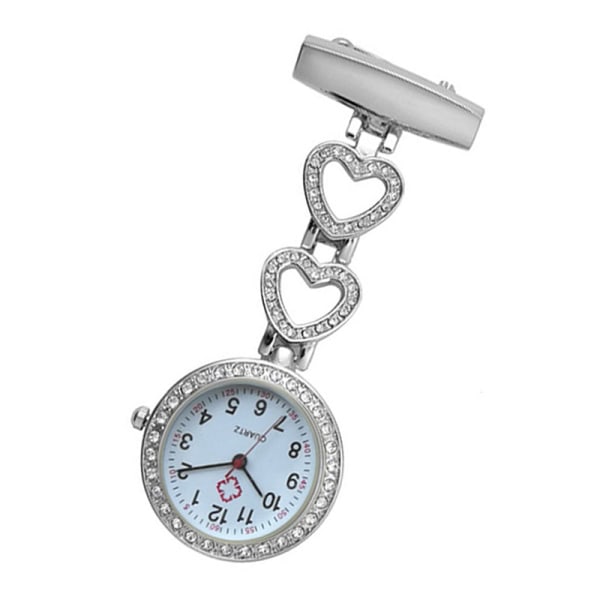 Mode Kvinnor Watch Clip-on Hjärta/Femuddig stjärnhänge Häng kvartsklocka för läkare sjuksköterska klockor Rose gold