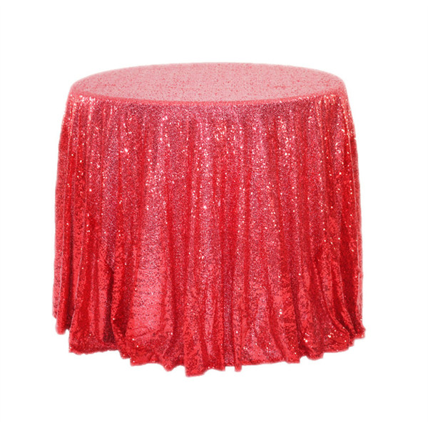 Mode paljetter bordsduk glitter glittrande tyg runt cover Multifunktionella dukar Red