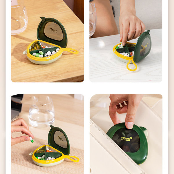 Portable Grid Pill Case Multipurpose Mini Bird Smycken Förvaringsbox Stor kapacitet förseglad case Green