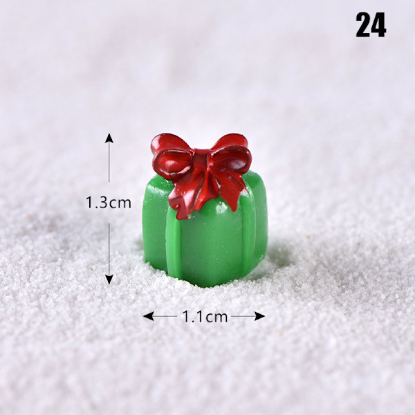 Jultema DIY Mini miniatyrfigur Trädgårdsdeko Jultomten Snögubbe Mikrolandskap för juldekoration 24