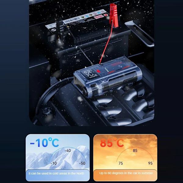 Digital Display Airs Pump Med Power Banks Ficklampa High Power Auto Tire Inflator För Automotive SUV Black