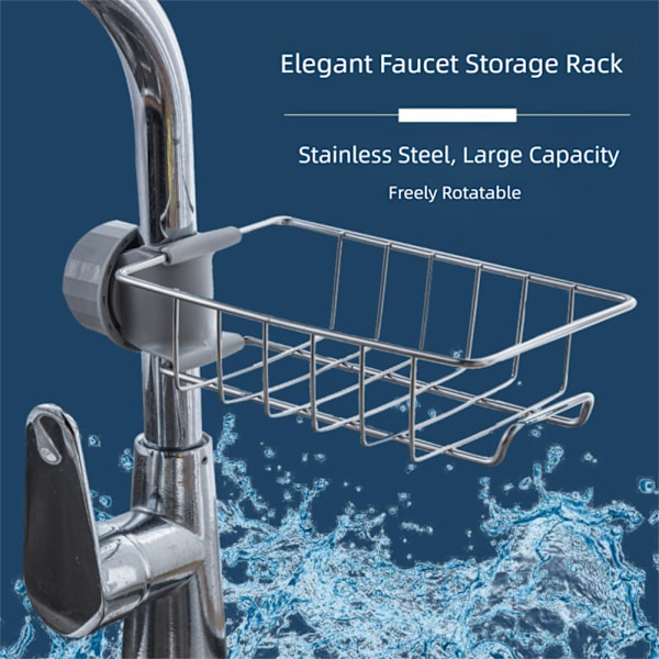Svamp Holder Over Hane Køkkenvask Caddy Organizer Justerbar Rustfrit Stål Svamp Holder Til Køkkenvask 2pcs