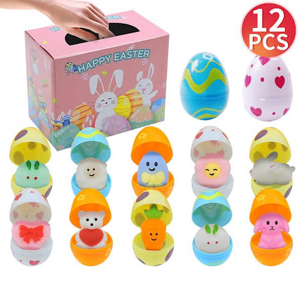 Påskägg med Klämleksaker i Ägg, Stressavlastning Squishy Leksaker för Barn Vuxna 24pcs Eggs