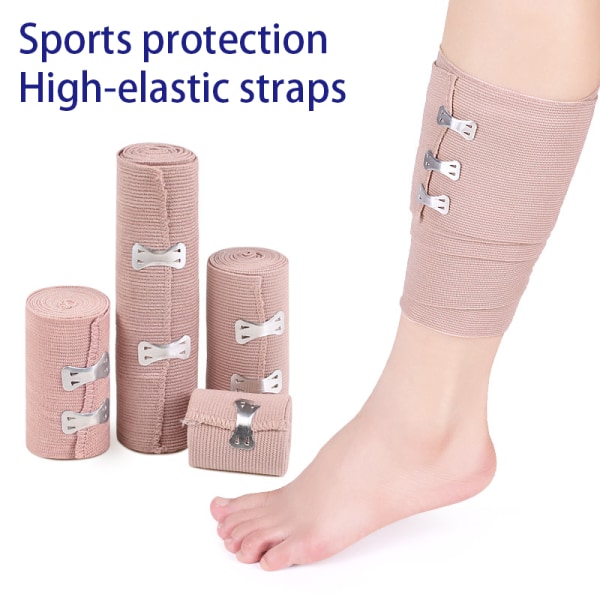 Elastisk bandage med klämmor Hög elasticitet Latexfri kompressionsbandage för leder Rulle Tvättbar och återanvändbar för sport Skin Color A