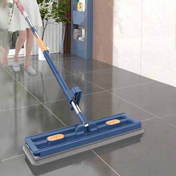 Roterbart huvud breddad platt mopp Arbetsbesparande städmopp för hem i vardagsrummet Blue 2 mop pads