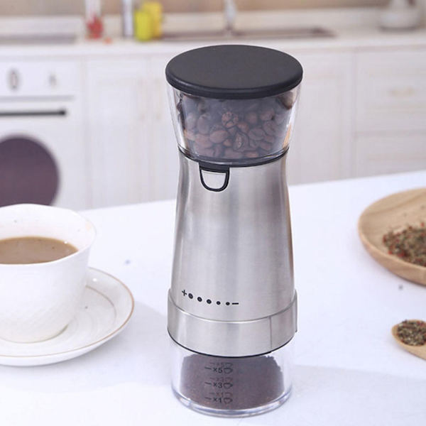 Elektrisk kaffekvarn Bärbar USB laddningsmaskin för kaffebönor med multi Silver