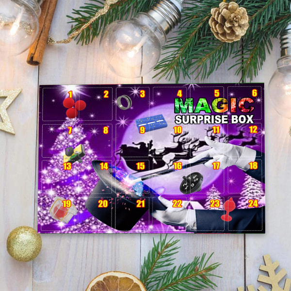 Julnedräkningskalender Presentkartong Kreativa magic rekvisita Leksaker Adventskalender Present för barn Tillbehör Slumpmässigt Christmas