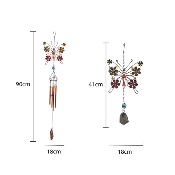 Konst Wind Chimes Metalltråd Buttlefly hängande prydnad Hem Vind Bell Chime Välsignelse hänge för utomhusbruk 9014 Wind Chime Tube