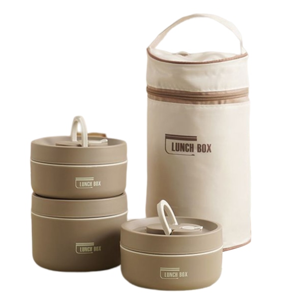 Bärbar isolerad lunchbehållare Set Multi-Layer Combination Picknick Lunch Box Brown 3 Layer