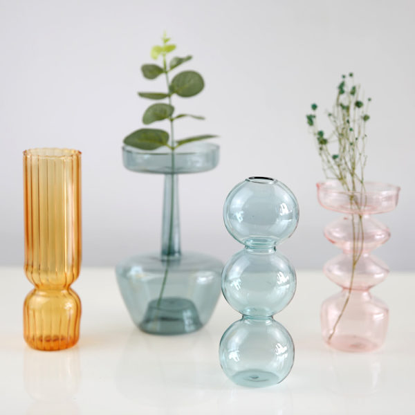 Glas Blomflaska Färg Transparent Enkla skrivbordsdekorationer Vardagsrum Hydroponiskt arrangemang Dekoration Hantverk Transparent