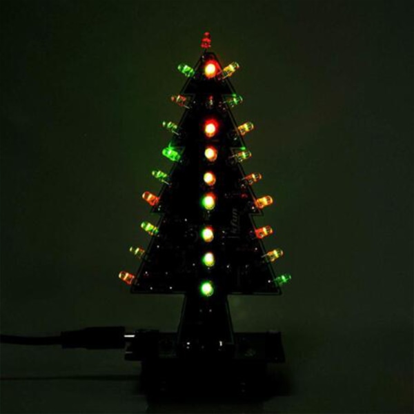Gör-det-själv 3D LED-blinkande julgran Circuit Kit Glitter elektronisk julgranset Set julgran Skrivbordsdekoration Tricolor