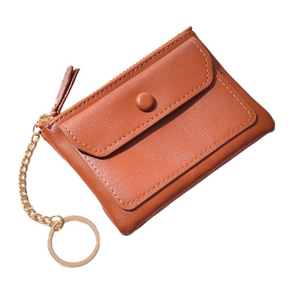 Mini Avaimenperälompakko Naisille Ohut Minimalistinen Korttikotelo Ulkoiluun, Ostoksille ja Kouluun Brown