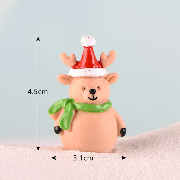 Jultema DIY Mini Miniatyrfigur Trädgårdsinredning Jultomten Snögubbe Mikrolandskap för juldekoration Christmas Elk 3