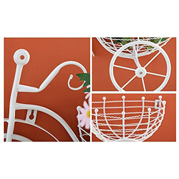 Smidesjärn Hängande Väggprydnad Retro Cykel Blomma Korg För Hem Vardagsrum Sovrum Dekoration White
