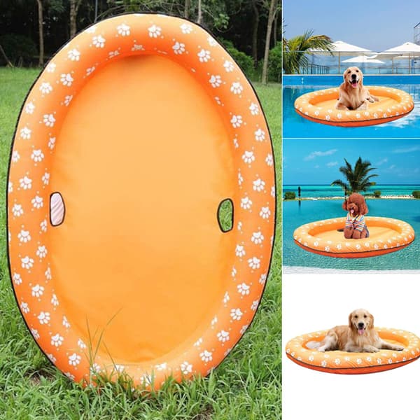 Hundpool Vattenleksaker Flytande flottar Uppblåsbar Pet Pool Float Sommar Blue