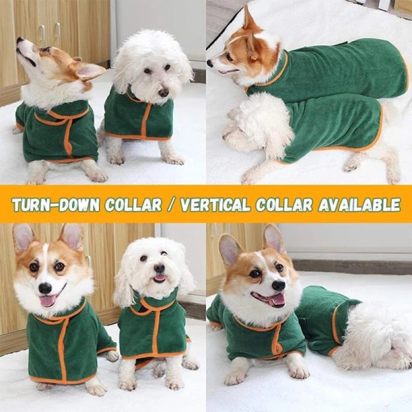Hundbadrock Handduk Mjuk Superabsorberande badrock Torkande fuktpyjamas för hund Green M