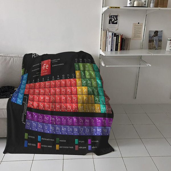 Periodiska tabellen filt Digitaltryck Kemi Periodiska systemet Mjuk Varm Mikrofiber Flanell filt 100cm*120cm