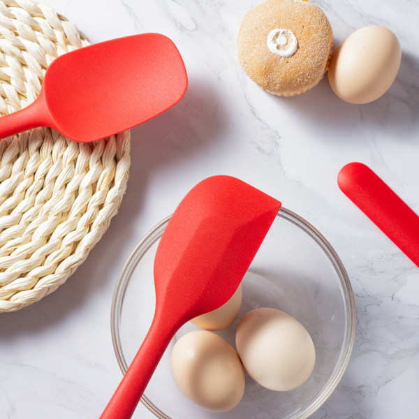 6st silikonspadar Set Värmebeständig non-stick bakredskap Set för matlagning Bakning Mixa Köksmaterial Red