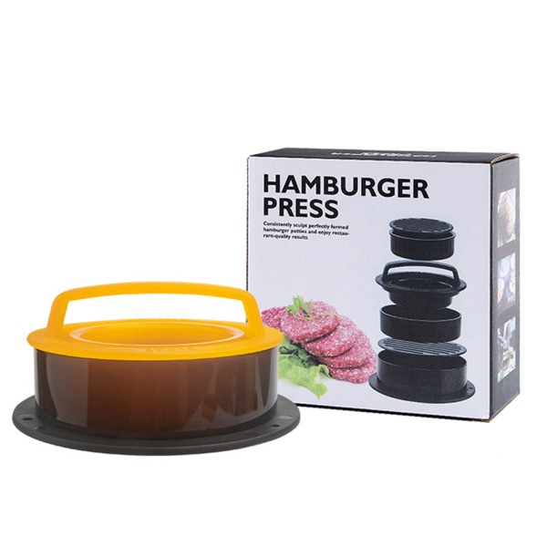 Hamburger Press Patty Maker Återanvändbar BBQ Grillning Köttfärslimpa Bakare För Hem Kök Yellow