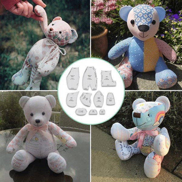 10 st Memory Bear Doll Set Återanvändbart DIY-hantverk Systencil för sömnadsprojektälskare 12 inch