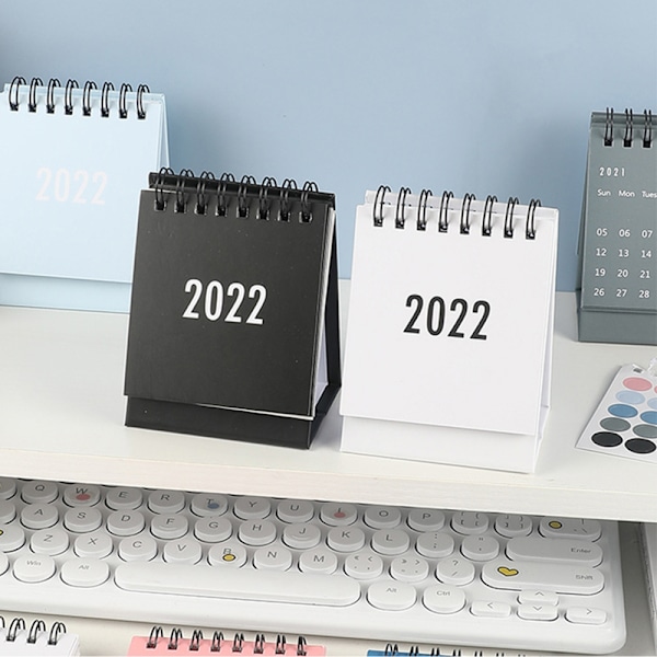 2022 Mini Coil Skrivbordskalender Bärbar Schema Enkel skrivbordsprydnad För Hem Vardagsrum Kontor Gray